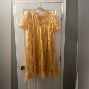 BiBi Yellow Gingham Midi Dress